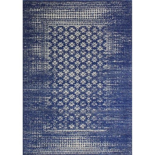 Bashian Bashian E110-DKBL-4X6-5362 Everek Collection Geometric Transitional Polypropylene Machine Made Area Rug; Dark Blue - 3 ft. 6 in. x 5 ft. 6 in. E110-DKBL-4X6-5362